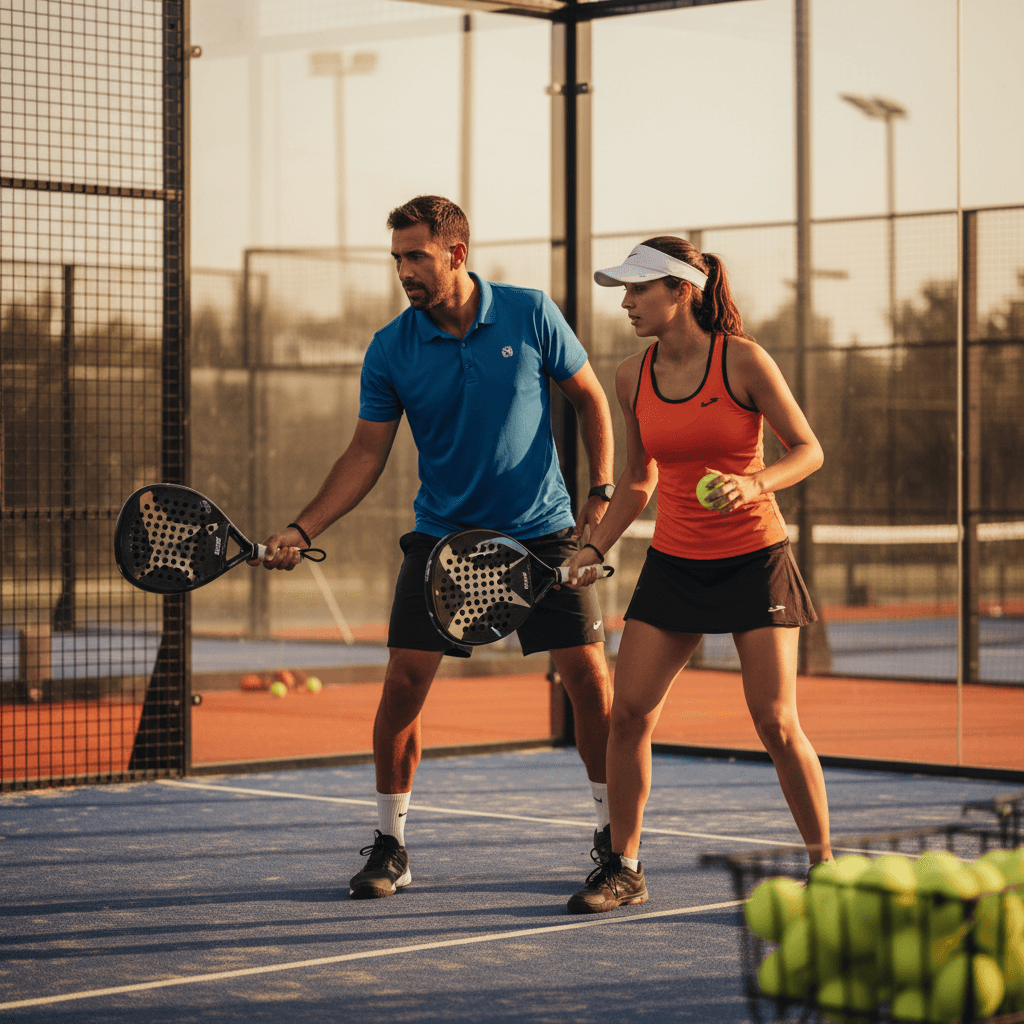 Padel-Trainer zeigt Technik